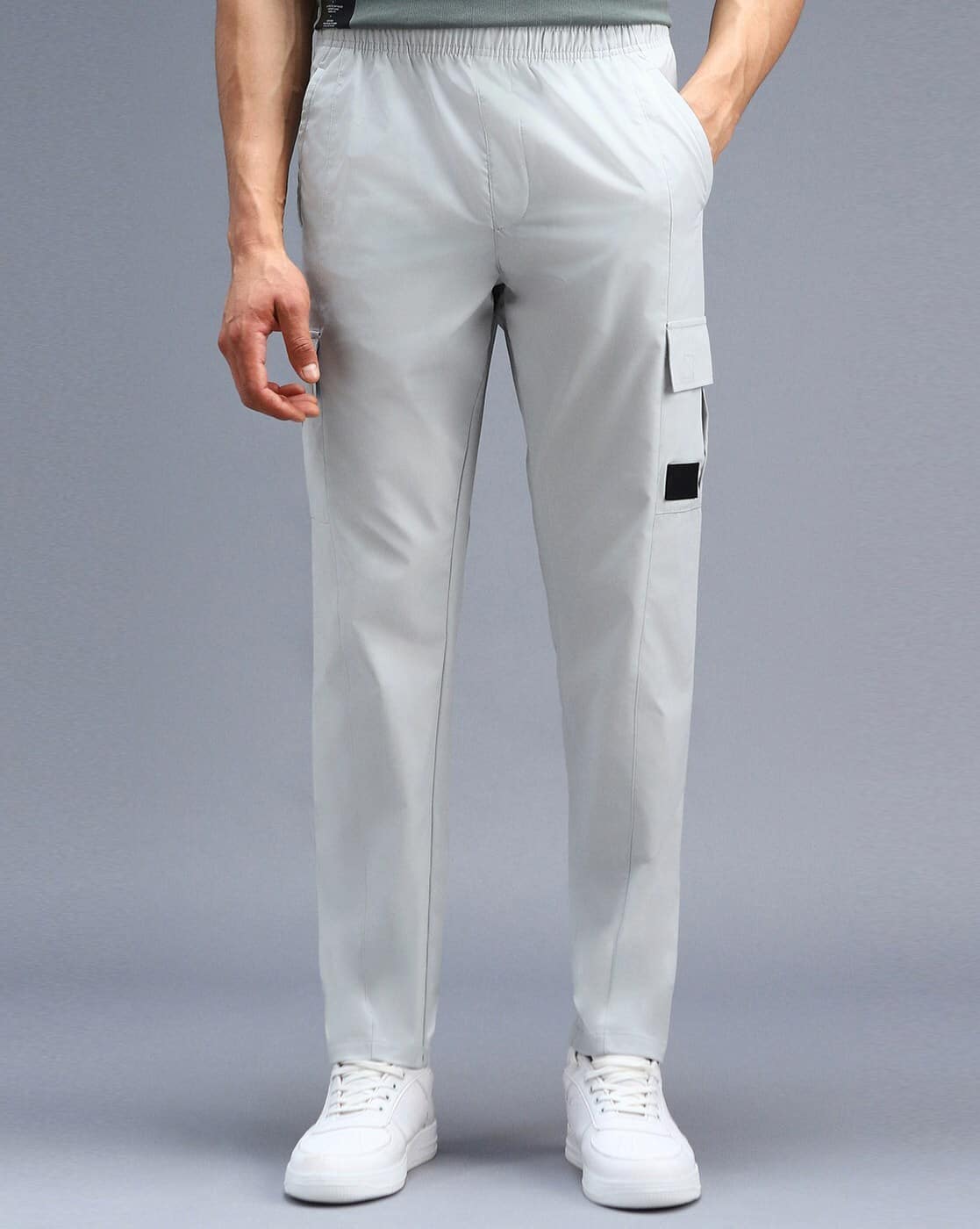 Men Straight Track Pants with Elasticated Waist