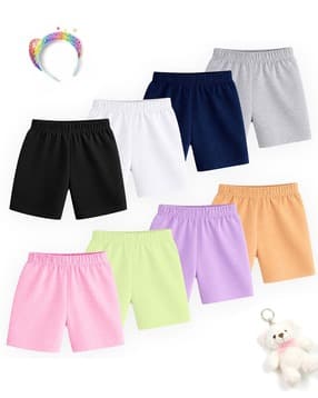 kuchipoo Girls Pack of 8 Shorts with Elasticated Waistband-picture-50