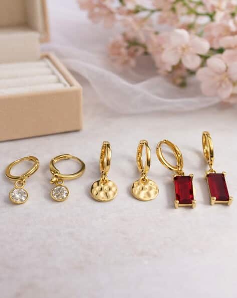 JEWELZ  Gold-Toned Combo Earrings