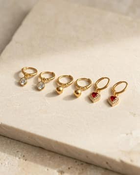 3 Pair Gold Hoop Earrings-image-22
