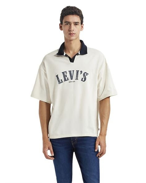 LEVI'S Men Logo Print Loose Fit Polo T-Shirt