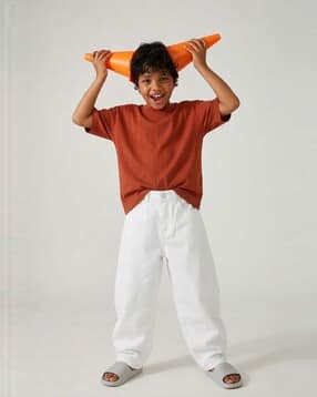 Boys Baggy Jeans with Fly Button-Closure-image-2