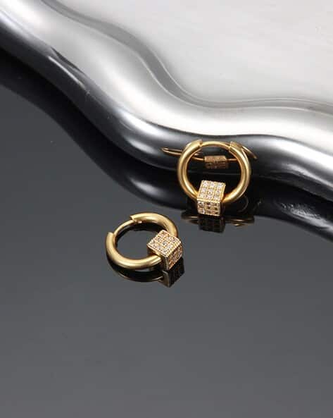 Salty Alpha Men Gold-Plated Cubic Zirconia-Studded Hoop Earrings