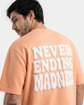 buda jeans co Men Typographic Print Oversized Fit Round-Neck T-Shirt-picture-25