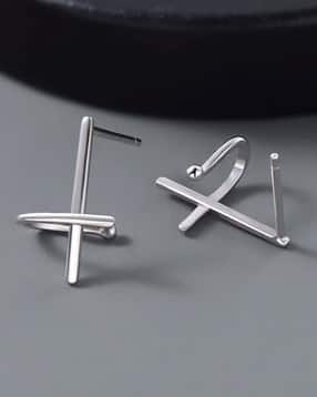 salty alpha Men Silver-Plated Stud Earrings-picture-14