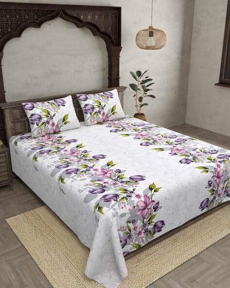 Jaipur Fabric 240 TC Printed Cotton Double Bedsheet with Pillow Covers