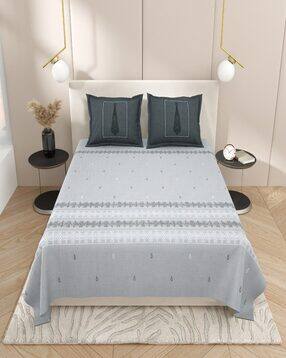 Cotton King Size Bedsheet with 2 Pillow Covers-image-37