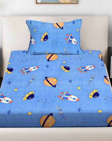 FABINALIV 300 TC Printed Single Bedsheet with Pillow Cover