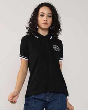 lee cooper Women Regular Fit Polo T-Shirt with Logo Embroidered-picture-43