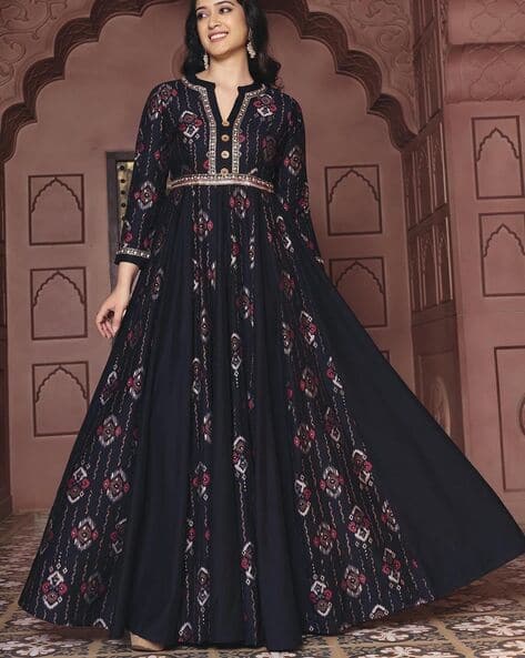 MADHURAM TEXTILES Women Embroidered Gown Dress