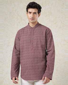 indus route by pantaloons Men Printed Regular Fit Mandarin-Collar Kurta-picture-49
