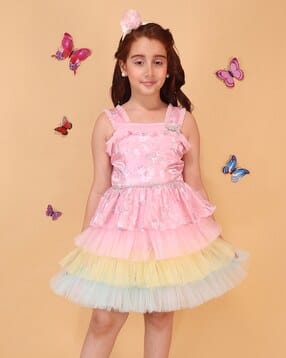 cutecumber Girls Unicorn Print Fit & Flared Dress with-picture-13