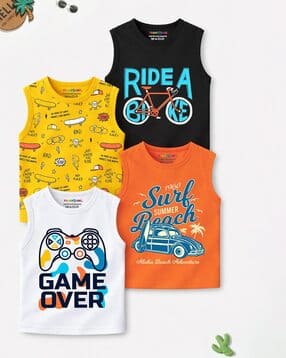 trampoline Boys Printed Pack of 4 Regular Fit T-Shirt-picture-29