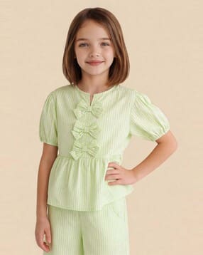 Girls Striped Regular Fit Peplum Top-image-34