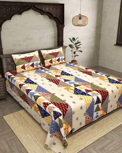 Jaipur Fabric 240 TC King Size Bedsheet with 2 Pillow