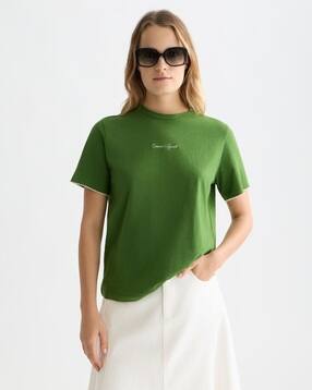 scotch & soda Embroidered Slub Regular Fit Crew-Neck T-Shirt-picture-10
