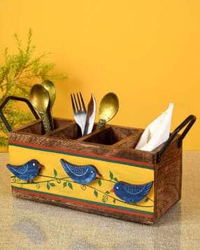 aakriti art creations Handcrafted Wooden Cutlery Holder-picture-29