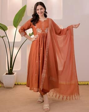texstile Women Embroidered Flared Kurta Suit Set-picture-45