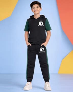 trampoline Boys Typographic Print Pants & T-Shirt Set-picture-36