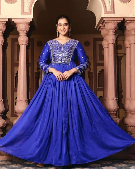 MADHURAM TEXTILES Women Embroidered Fit & Flare Dress