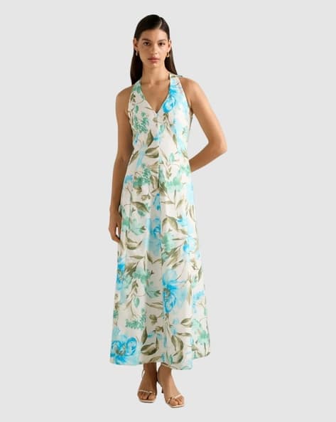 Forever New Women Floral A-Line Dress with V-Neck
