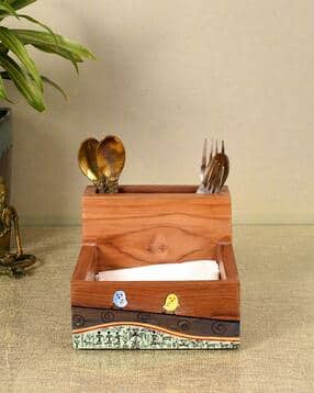Bird Print Wooden Cutlery Holder-image-5