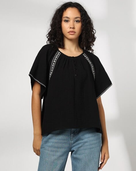 Buy Black Tops for Women by DNMX Online | Ajio.com