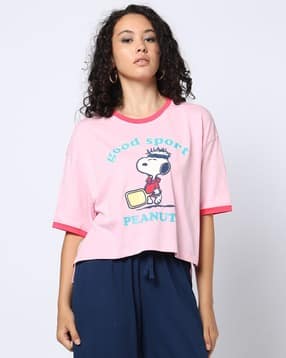 yousta Women Snoopy Print Boxy Fit Round-Neck T-Shirt-picture-33