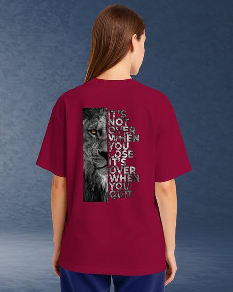 BTT VIBE Women Graphic Print Oversized Crew-Neck T-Shirt
