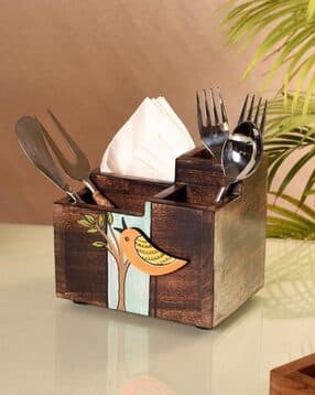 Bird Print Wooden Cutlery Holder-image-6