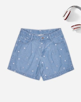 pantaloons junior Girls Embroidered Regular Fit Denim Shorts-picture-28