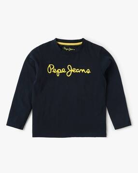 pepe jeans Boys Brand Print Regular Fit Round-Neck T-Shirt-picture-24