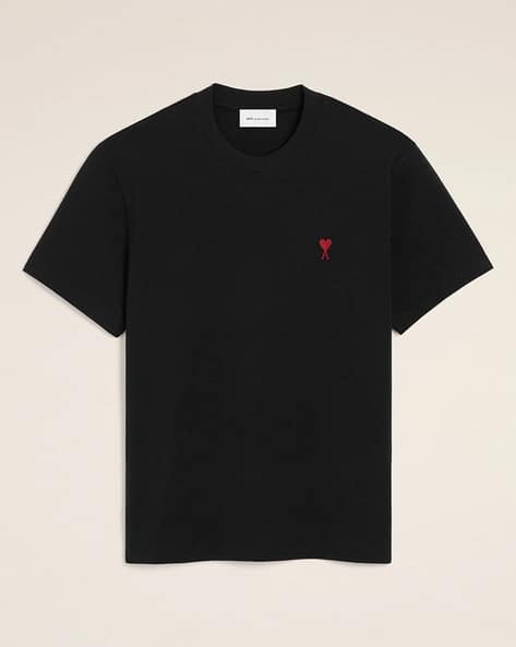 Buy Ami Paris Men Regular Fit Organic Cotton Crew-Neck T-Shirt