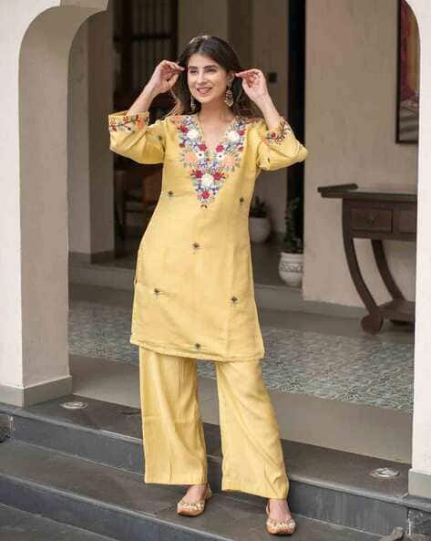 Nyrika Women Embroidered Kurta & Palazzos 2-Piece Set