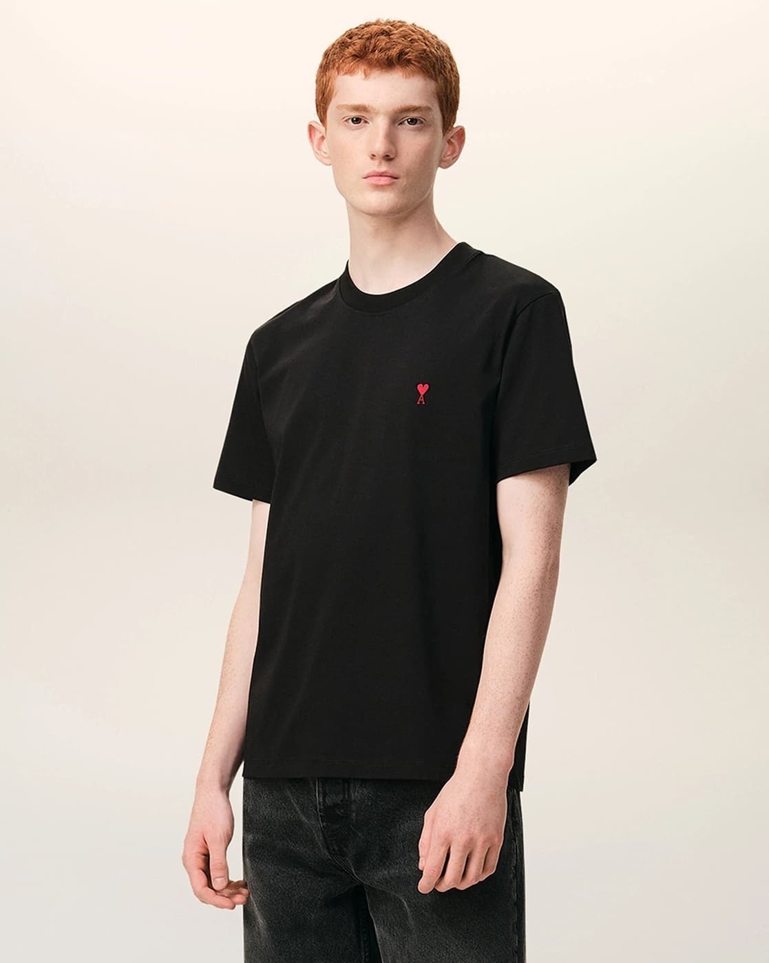 Buy Ami Paris Men Regular Fit Organic Cotton Crew-Neck T-Shirt