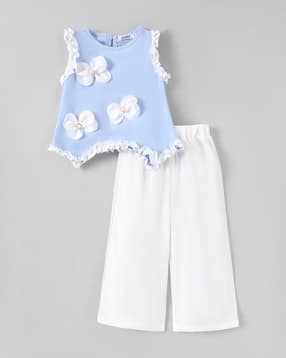 Girls Embellished Pants & Top Suit Set-image-4