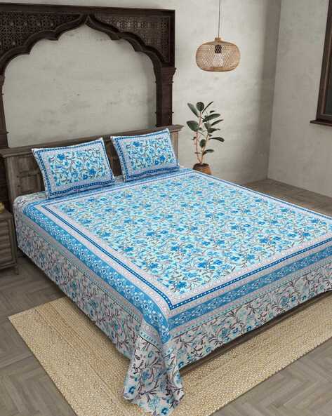 Jaipur Fabric 240TC Floral Print Double Bedsheet with Pillow Covers