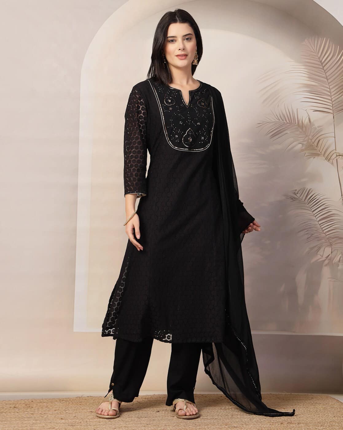 Buy Black Kurta Suit Sets for Women by NAYAM BY LAKSHITA Online