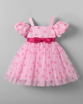 hopscotch Girls Fit & Flared Dress with Bow Applique-picture-37