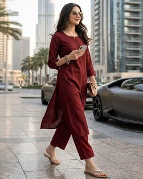 indie picks Striped Straight Kurta & Pants Set-picture-15