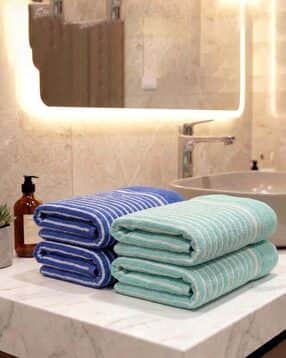 athom living Pack of 4 Striped Hand Towels-picture-37