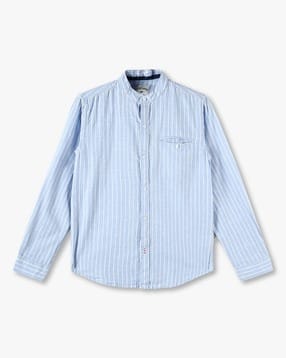 Boys Striped Slim Fit Shirt with Welt Pocket-image-9