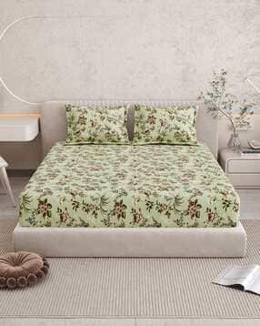 bella casa 150 TC Floral Print Double Bedsheet with Pillow Cover-picture-17