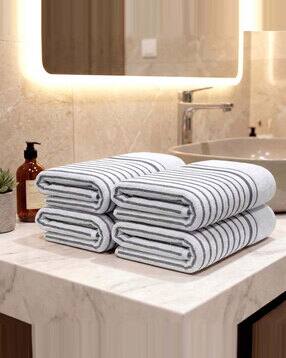 athom living Pack of 4 Striped Hand Towels-picture-49