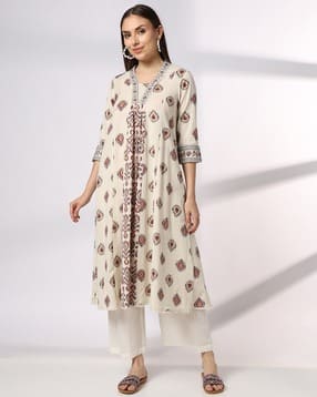 avaasa mix n' match Women Floral Print Flared Kurta-picture-32