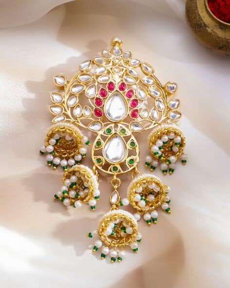 Rubans Women Gold-Plated Kundan Studded Hair Brooch