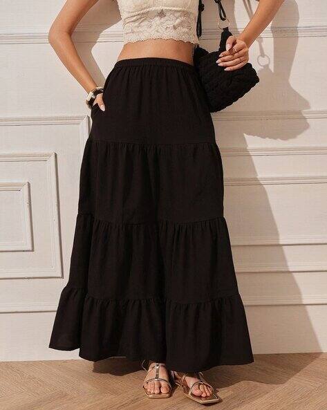 Women Tiered Skirts with Elasticated Waistband