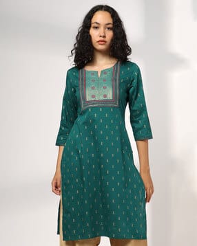 avaasa mix n' match Women Floral Woven Straight Kurta-picture-22