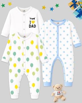 kuchipoo Pack Of 3 Graphic Rompers-picture-29