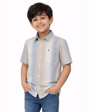 Boys Striped Regular Fit Spread-Collar Shirt-image-39